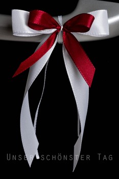 Antennenschleifen " Lisa " zur Hochzeit SCH0065 im 25er Set - weiß, bordeaux