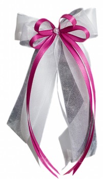 Antennenschleifen " Xenia " zur Hochzeit SCH0079 im 10er Set - weiß, pink