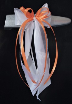 Antennenschleifen " Xenia " zur Hochzeit SCH0083 im 10er Set - weiß, orange
