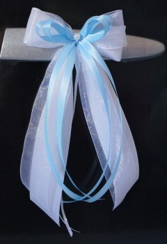 Antennenschleifen " Xenia " zur Hochzeit SCH0085 im 10er Set - weiß, hellblau