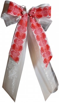 Antennenschleifen " Valentina " zur Hochzeit SCH0126 im 10er Set - weiss, rot