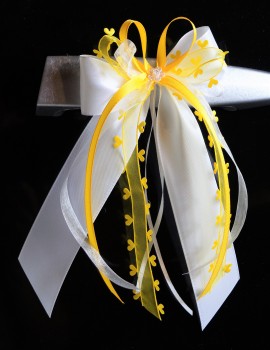 Antennenschleifen zur Hochzeit " HEART " SCH0130 im 10er Set - gelb, weiß