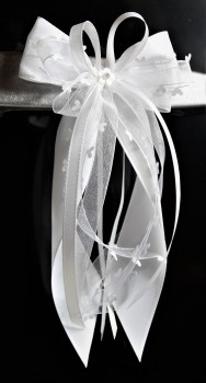 Antennenschleifen zur Hochzeit " HEART " SCH0131 im 10er Set - weiß