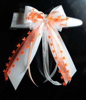 Antennenschleifen zur Hochzeit " HEART " SCH0133 im 10er Set - orange, aprikot, weiß
