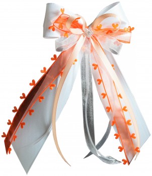 Antennenschleifen zur Hochzeit " HEART " SCH0133 im 10er Set - orange, aprikot, weiß