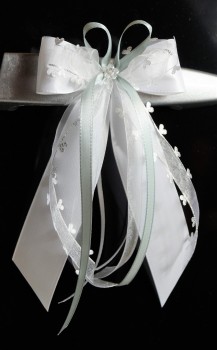 Antennenschleifen zur Hochzeit " HEART " SCH0134 im 10er Set - silber, grau, weiß