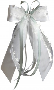 Antennenschleifen zur Hochzeit " HEART " SCH0134 im 10er Set - silber, grau, weiß