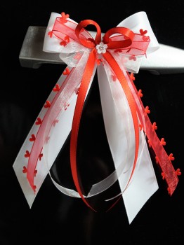 Antennenschleifen zur Hochzeit " HEART " SCH0136 im 10er Set - rot, weiß