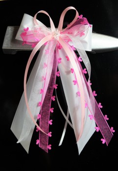 Antennenschleifen zur Hochzeit " HEART " SCH0138 im 10er Set - pink, rosa, weiß