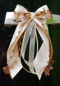 Antennenschleifen zur Hochzeit " HEART " SCH0142 im 10er Set - creme, braun, champagner, ivory