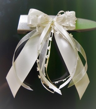 Antennenschleifen zur Hochzeit " HEART " SCH0145 im 10er Set - creme, champagner, ivory