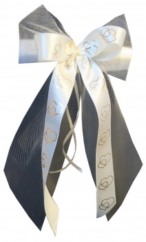 Antennenschleifen " Patricia " zur Hochzeit SCH0151 im 10er Set - creme Tüll