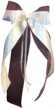 Antennenschleifen " Patricia " zur Hochzeit SCH0153 im 10er Set - creme Tüll bordeaux