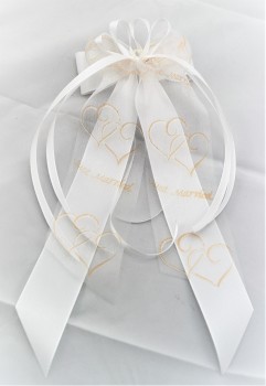 Antennenschleifen zur Hochzeit " Just Married " SCH0154 im 10er Set - creme, weiss