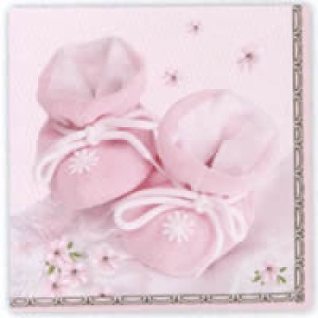 20 geprägte Servietten zur Taufe / Geburt rosa SV0019