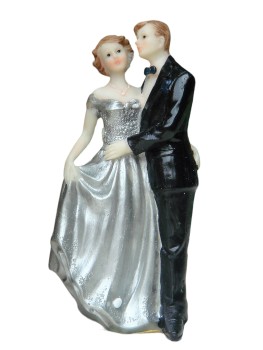 Tortenfigur Tortenaufsatz zur Silberhochzeit Brautpaar 13 cm TA0027