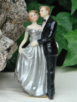 Tortenfigur Tortenaufsatz zur Silberhochzeit Brautpaar 13 cm TA0027