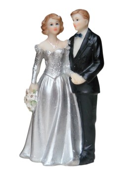 Tortenfigur Tortenaufsatz zur Silberhochzeit Brautpaar 13 cm TA0028