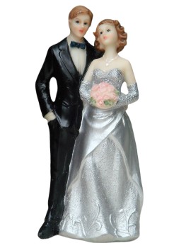 Tortenfigur Tortenaufsatz zur Silberhochzeit Brautpaar 13 cm TA0029