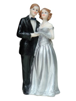 Tortenfigur Tortenaufsatz zur Silberhochzeit Brautpaar 13 cm TA0030