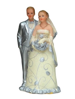 Tortenfigur Tortenaufsatz zur Silberhochzeit Hochzeit Brautpaar 9 cm TA0050