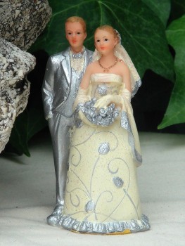 Tortenfigur Tortenaufsatz zur Silberhochzeit Hochzeit Brautpaar 9 cm TA0050