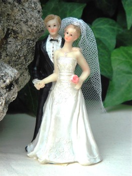 Tortendeko Tortenfigur Tortenaufsatz zur Hochzeit Brautpaar 12 cm TA0088