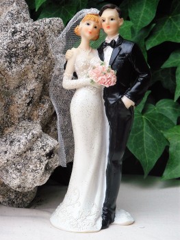Tortendeko Tortenfigur Tortenaufsatz zur Hochzeit Brautpaar 21 cm TA0092