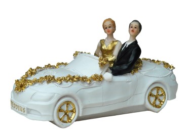 Tortenfigur Tortenaufsatz zur Goldhochzeit Brautpaar Auto 16 cm x 9 cm TA0098