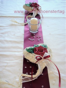 Tischdekoration für ca. 60 Pers. bordeaux zur Hochzeit Tischdeko TD0001