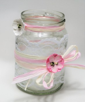 SONDERANGEBOT ** 5 x Windlicht Hochzeit Tischdeko Vintage Spitze TD0071