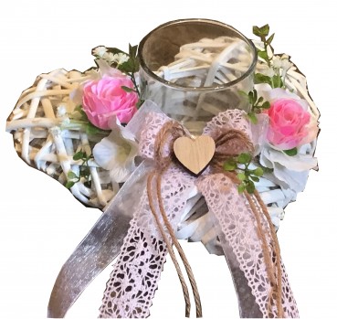 schöne Hochzeitsdeko Vintage Windlicht Herz TD0098 - rosa