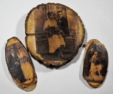 Tischdekoration TD0115 - Vintage - 3 Stück Birkenscheiben mit Bild