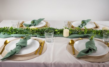 Tischläufer Musselin-Stoff 300 cm x 40 cm - TLeukalyptus - Farbe eukalyptus