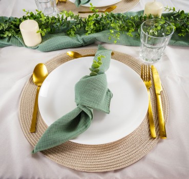 Vermietung von Platzsets creme, rund, Durchmesser: 38 cm, 1,00 EUR / Stück