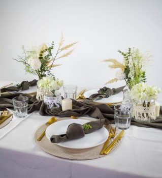 Vermietung von Platzsets creme, rund, Durchmesser: 38 cm, 1,00 EUR / Stück