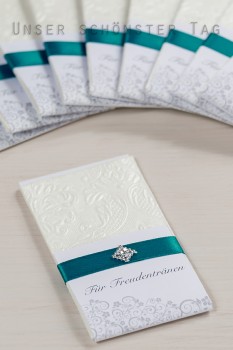 10 Taschentücher Freudentränen Hochzeit TT0051 creme türkis