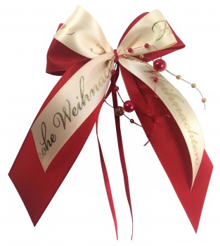 Weihnachtsschleifen Schleifen Geschenke Weihnachten WS1809 im 10er Set - rot, creme, gold