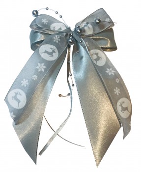 Weihnachtsschleifen Schleifen Geschenke Weihnachten WS1911 im 10er Set - grau, silber