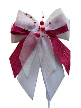 Weihnachtsschleifen Schleifen Geschenke Weihnachten WS1974 im 10er Set - bordeaux, pink, weiß, Leinen, Landhaus