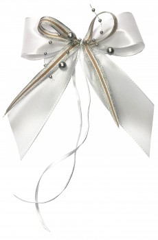 Weihnachtsschleifen Schleifen Geschenke Weihnachten WS2035 im 10er Set - weiß, silber