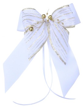 Weihnachtsschleifen Schleifen Geschenke Weihnachten WS2209 im 10er Set - weiß, gold