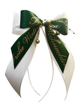Weihnachtsschleifen Schleifen Geschenke Weihnachten WS2301 im 10er Set - creme, grün, gold