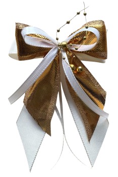 Weihnachtsschleifen Schleifen Geschenke Weihnachten WS2407 im 10er Set - creme, gold