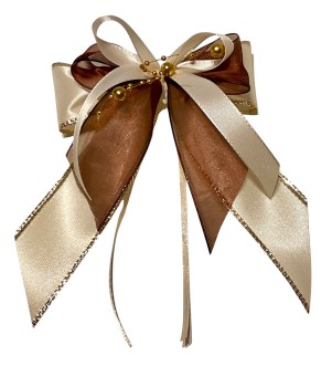 Weihnachtsschleifen Schleifen Geschenke Weihnachten WS2410 im 10er Set - creme, gold, braun