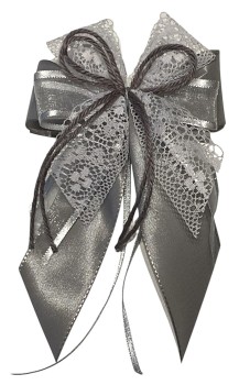 Weihnachtsschleifen Schleifen Geschenke Weihnachten WS2412 im 10er Set - weiß. silber, grau VINTAGE