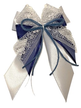 Weihnachtsschleifen Schleifen Geschenke Weihnachten WS2413 im 10er Set - weiß. blau VINTAGE