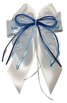 Weihnachtsschleifen Schleifen Geschenke Weihnachten WS2417 im 10er Set - weiß. hellblau, blau VINTAGE