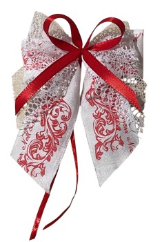 Weihnachtsschleifen Schleifen Geschenke Weihnachten WS2420 im 10er Set - weiß. rot VINTAGE