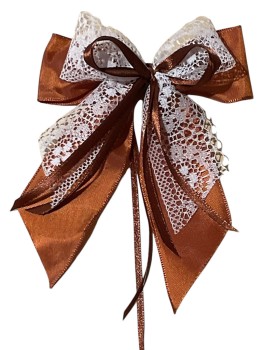 Weihnachtsschleifen Schleifen Geschenke Weihnachten WS2437 im 10er Set - weiß, braun, kupfer VINTAGE